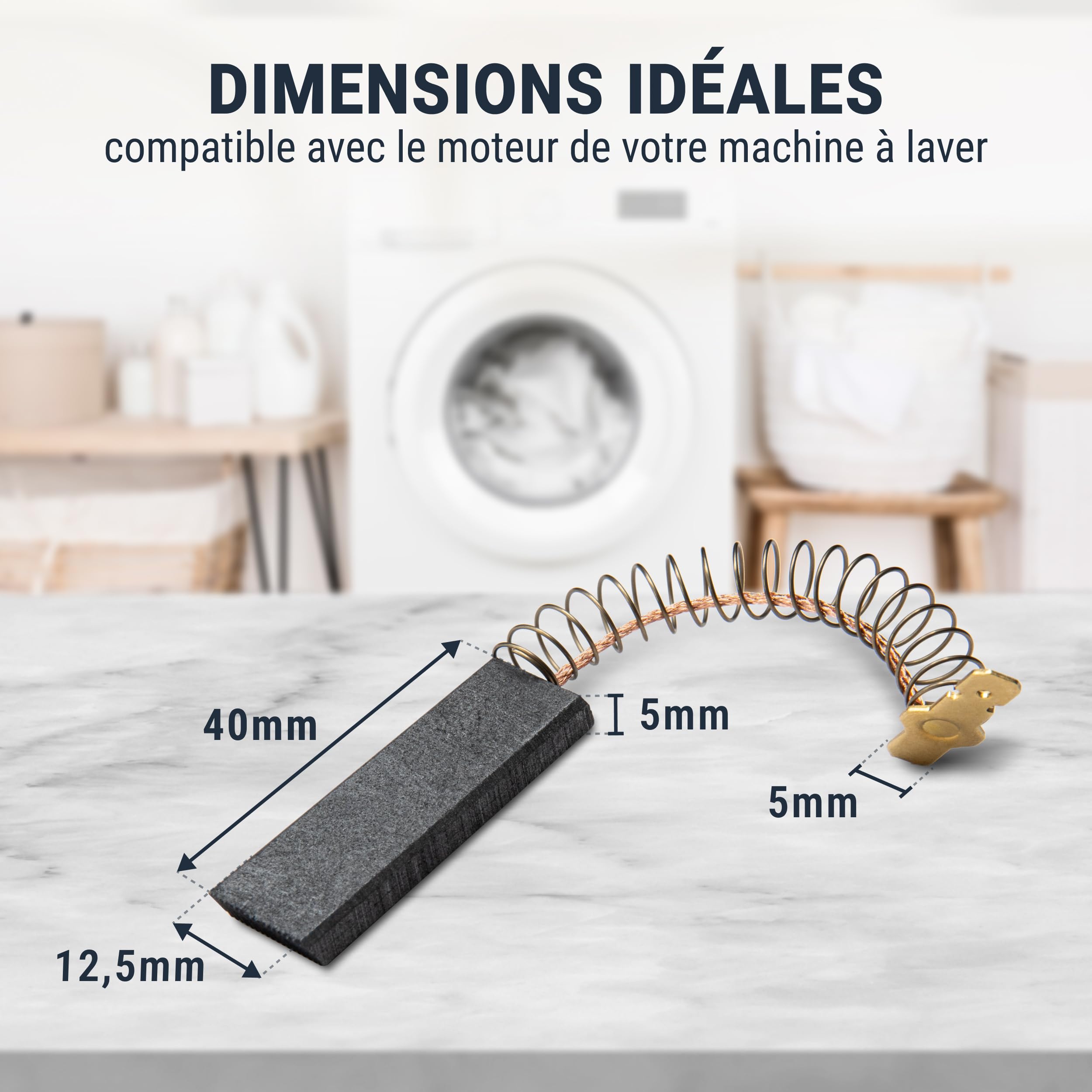 Lot De 2 Balais De Charbon 5 X 13,5 X 39 Mm – Pour Moteur électrique De Lave-linge