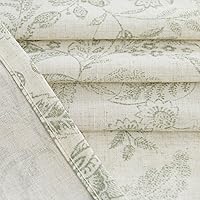 Vista 5 de Vangao Cortinas de cocina de granja con estampado floral, 24 pulgadas de largo, cortinas cortas de lino con bolsillo para barra, 2 paneles, verde