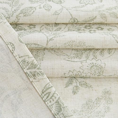 Miniatura 5 de Vangao Cortinas de cocina de granja con estampado floral, 24 pulgadas de largo, cortinas cortas de lino con bolsillo para barra, 2 paneles, verde