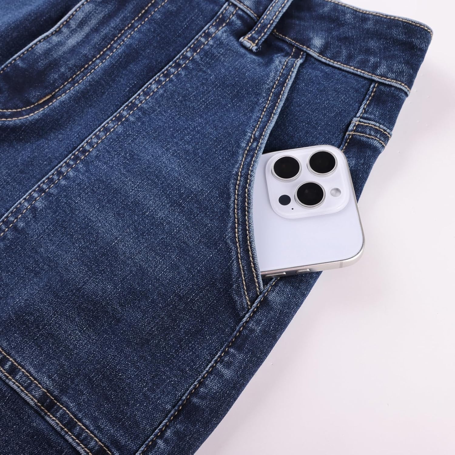 Belle Poque Women's Denim Skirt Stretchy High Waisted Below Knee Length Jean Skirt with Pockets Spring Summer Trendy 2026 - Image 8