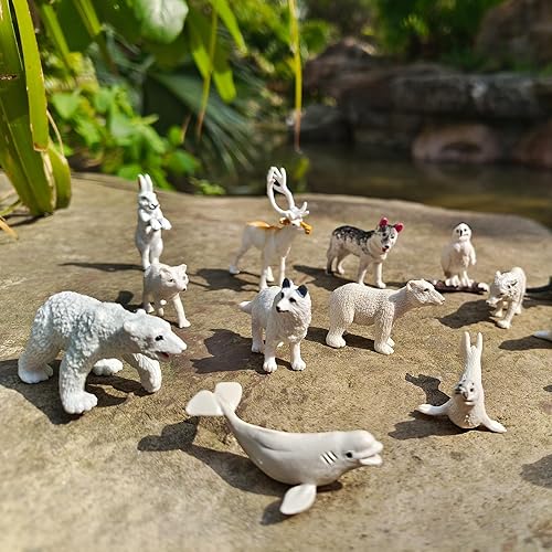 Miniatura 4 de 26 figuras de animales del Ártico, figuras de animales polares con pingüinos, zorro ártico, lobo, oso polar, reno, juguetes en miniatura, decoración
