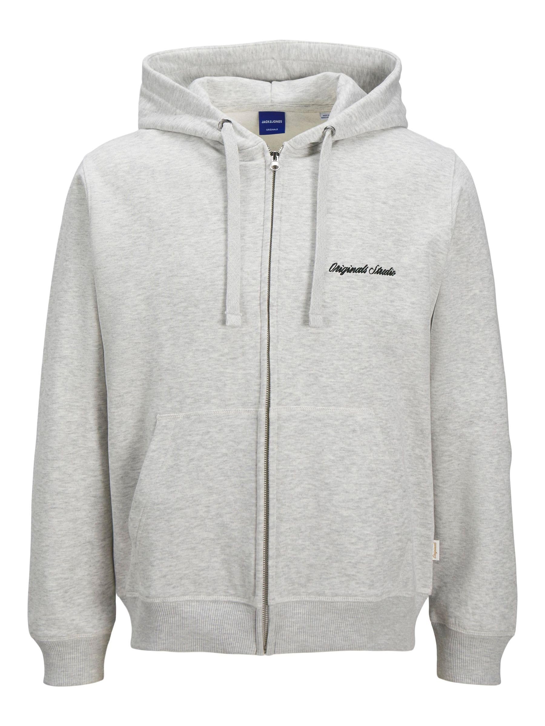 JACK & JONES Jornorrebro Emb Sweat Zip Hood Noos, White melange, L