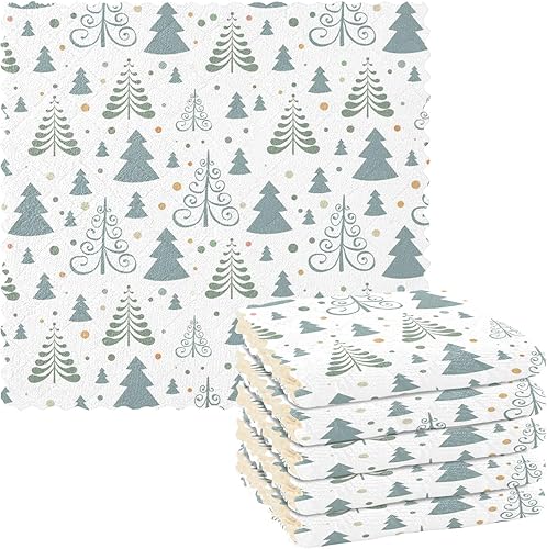 Miniatura 1 de KLL Handdrawn Christmas Tree Kitchen Accessories for Cooking Bathroom Tea Towels for Kitchen Christmas Hand Towels for Kitchen Absorbent Kitchen