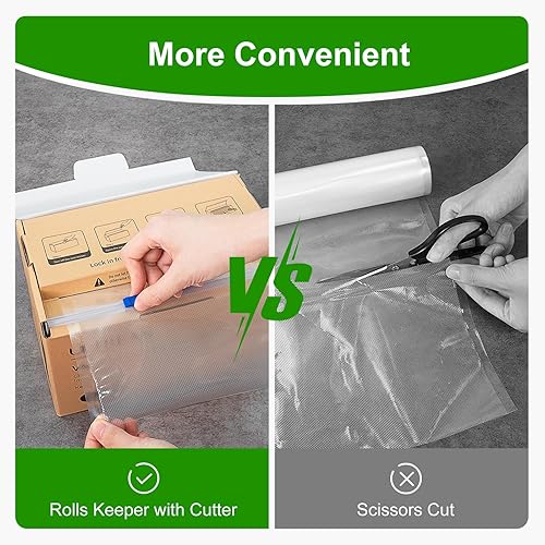 Miniatura 2 de Ultrean Rollo de sellado al vacío de 8 x 150 pies con cortador, bolsas selladoras al vacío de grado comercial para ahorrar alimentos, sin BPA, ideal