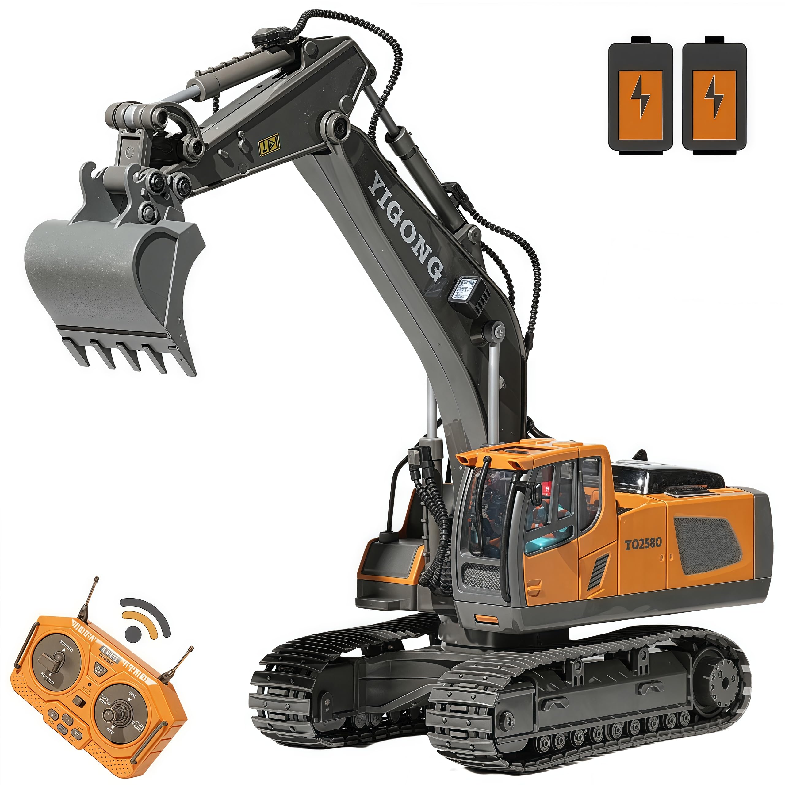 RC Excavator with Lights and Sound, Construction Vehicles Toys,11-Channel Remote Control Heavy Equipment Toy for Adults Kids Boys Ages Year 3-5 4-7 8-12 13+ Kids Christmas Birthday Gift