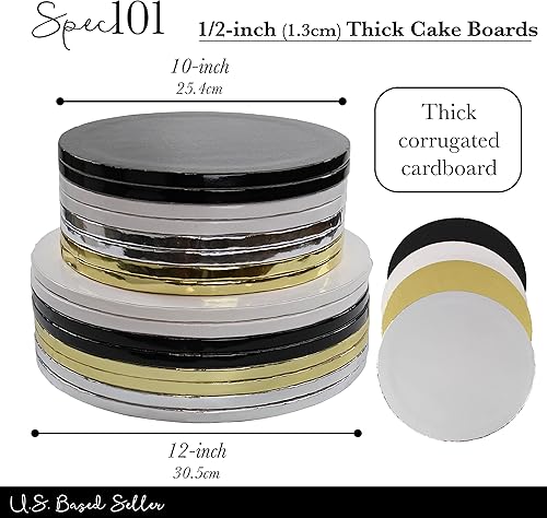 Miniatura 2 de Bases de papel de aluminio para tartas, paquete de 16 unidades de tambores para tartas dorados, plateados, blancos, negros, de 10 y 12 pulgadas