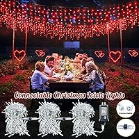 Vista 24 de Luces de Navidad azules al aire libre - 99 pies 1216 luces LED de carámbano para exteriores - Enchufe 8 modos luces centelleantes para decoraciones