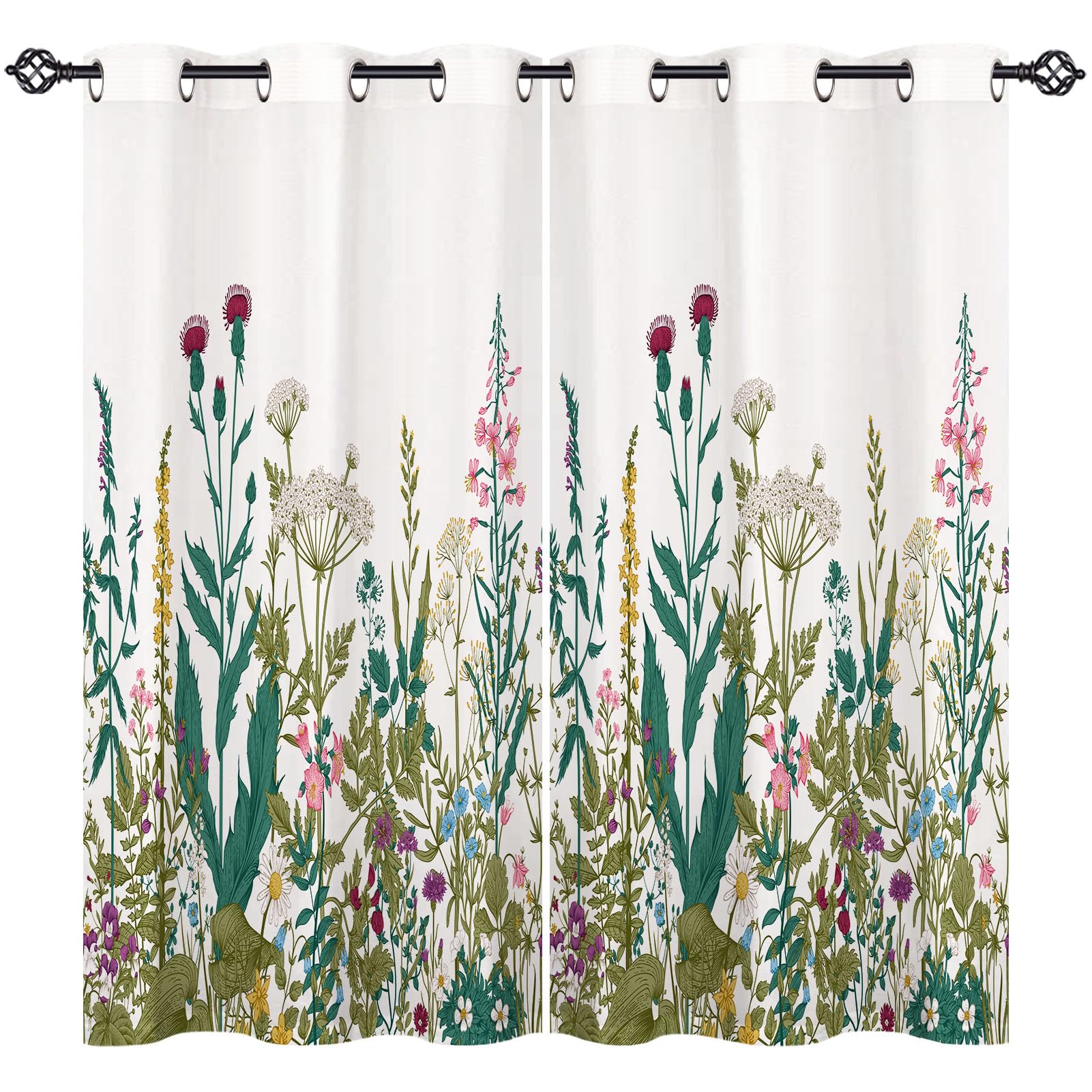 ANHOPE Custom Blackout Curtains Eyelet or Rod Pocket Design Customized Size Thermal Insulated Curtains Green Leaf Rustic Flower Print Pattern Personalized Drapes for Bedroom Living Room 2 Panels โ image 1