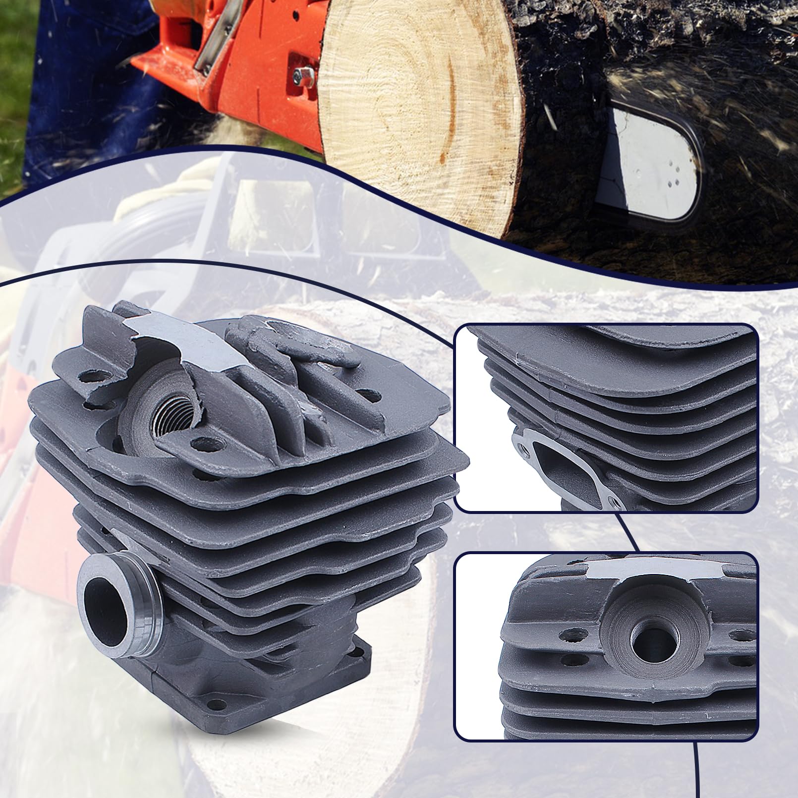 Kit de Filtre à air de Joint d'huile de Piston de Cylindre de 48 mm, pour tronçonneuse Stihl 036 Ms360 Ms 360, 11250201206, 1125 020 1206, 11250201215, 1125 020 1215, 11250201213