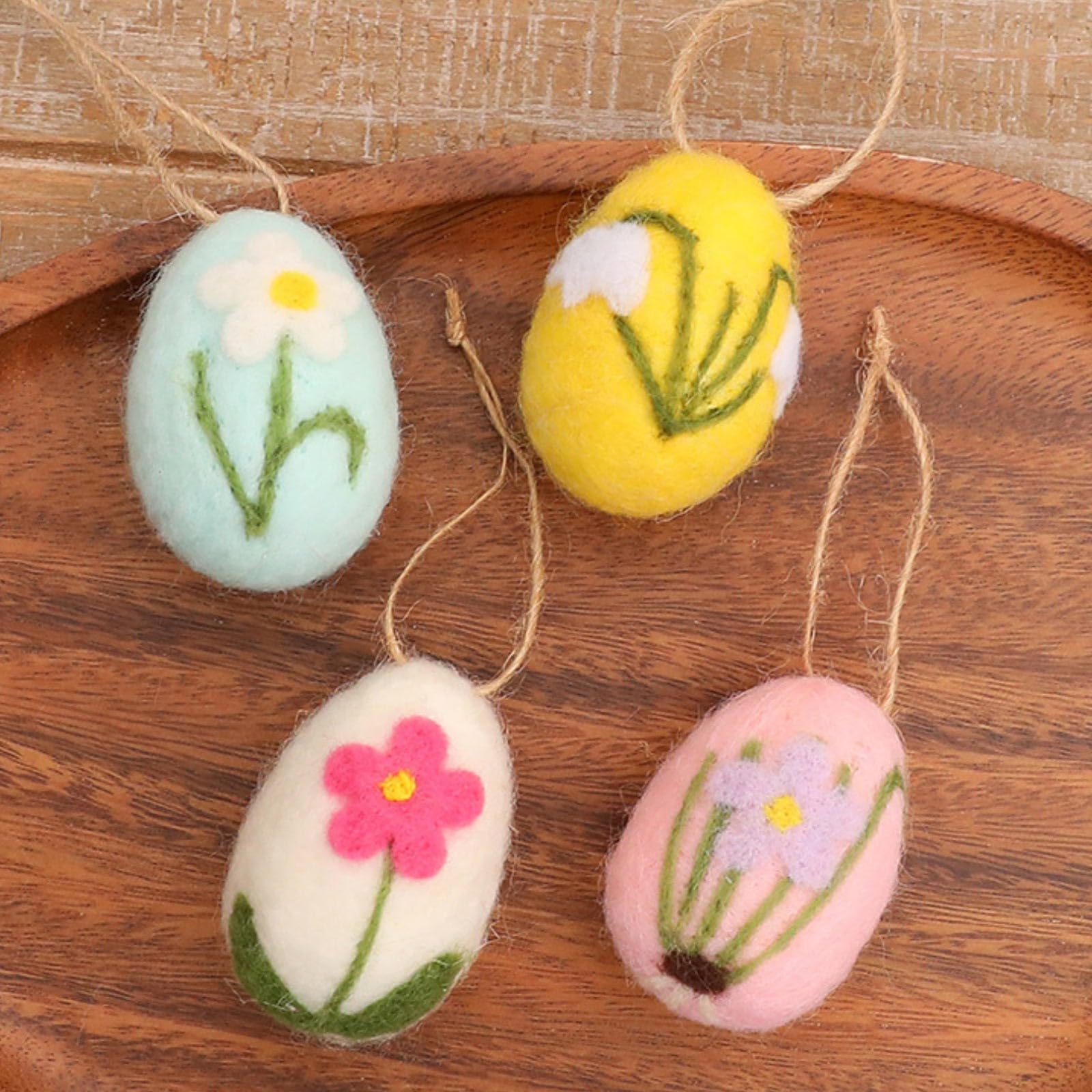 12 Uova Di Pasqua In Feltro Appese – Decorazioni Floreali A Pois Per Albero E Tavola Primaverile