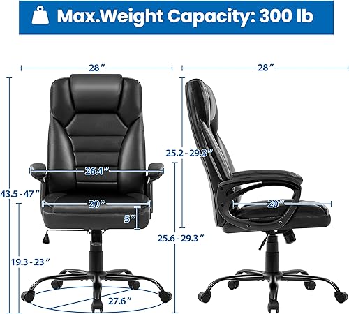 Miniatura 3 de Yaheetech Silla de oficina ejecutiva de piel sintética, silla giratoria de gestión con respaldo alto, silla de escritorio para computadora con