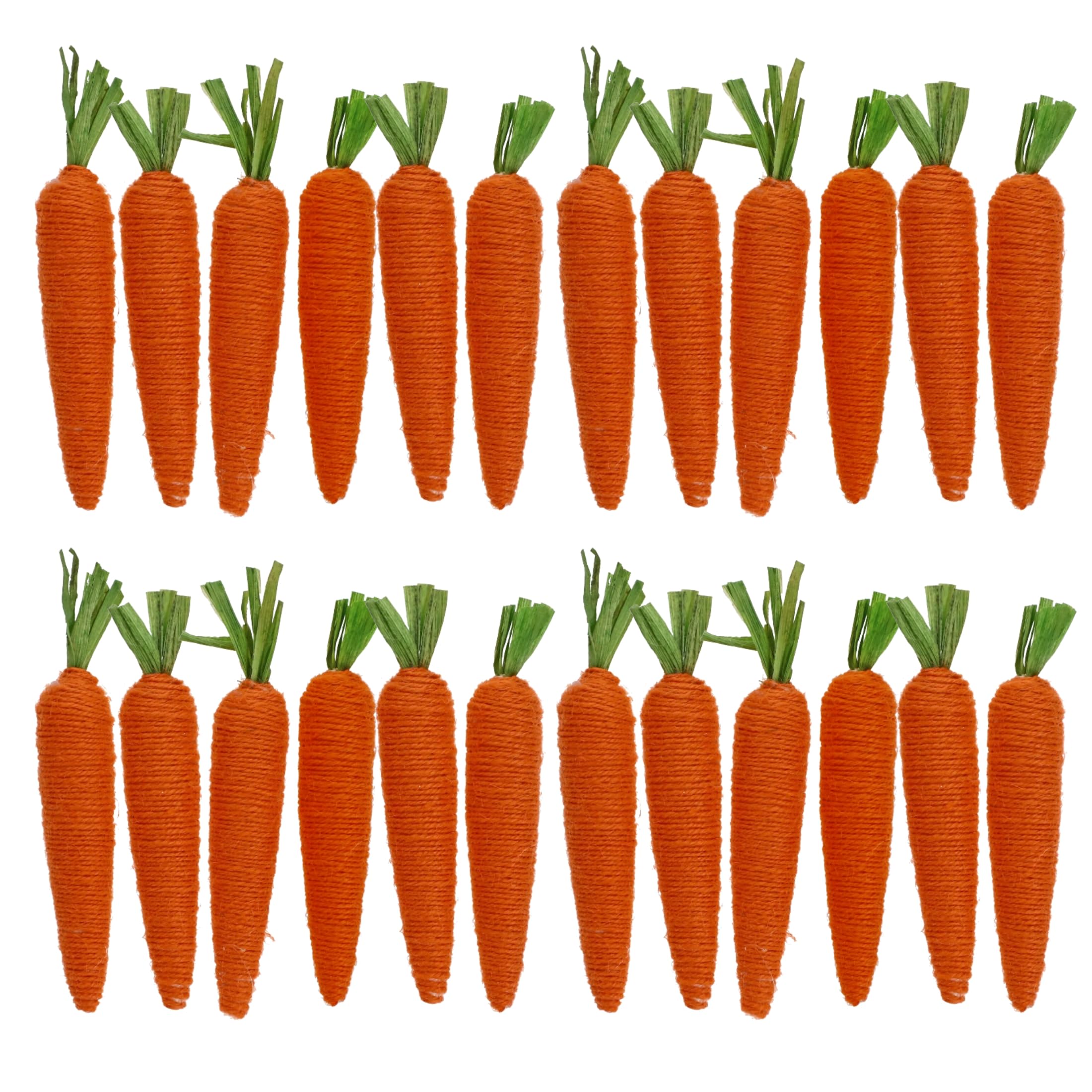 BCL Easter Fabric Carrots, 3in Jute Spring (4 Packs, 24 Total) Carrot Ornaments Basket Filler Table Decoration DIY Party Craft Supplies Home Garden Harvest Decor & Custom Storage Carrier