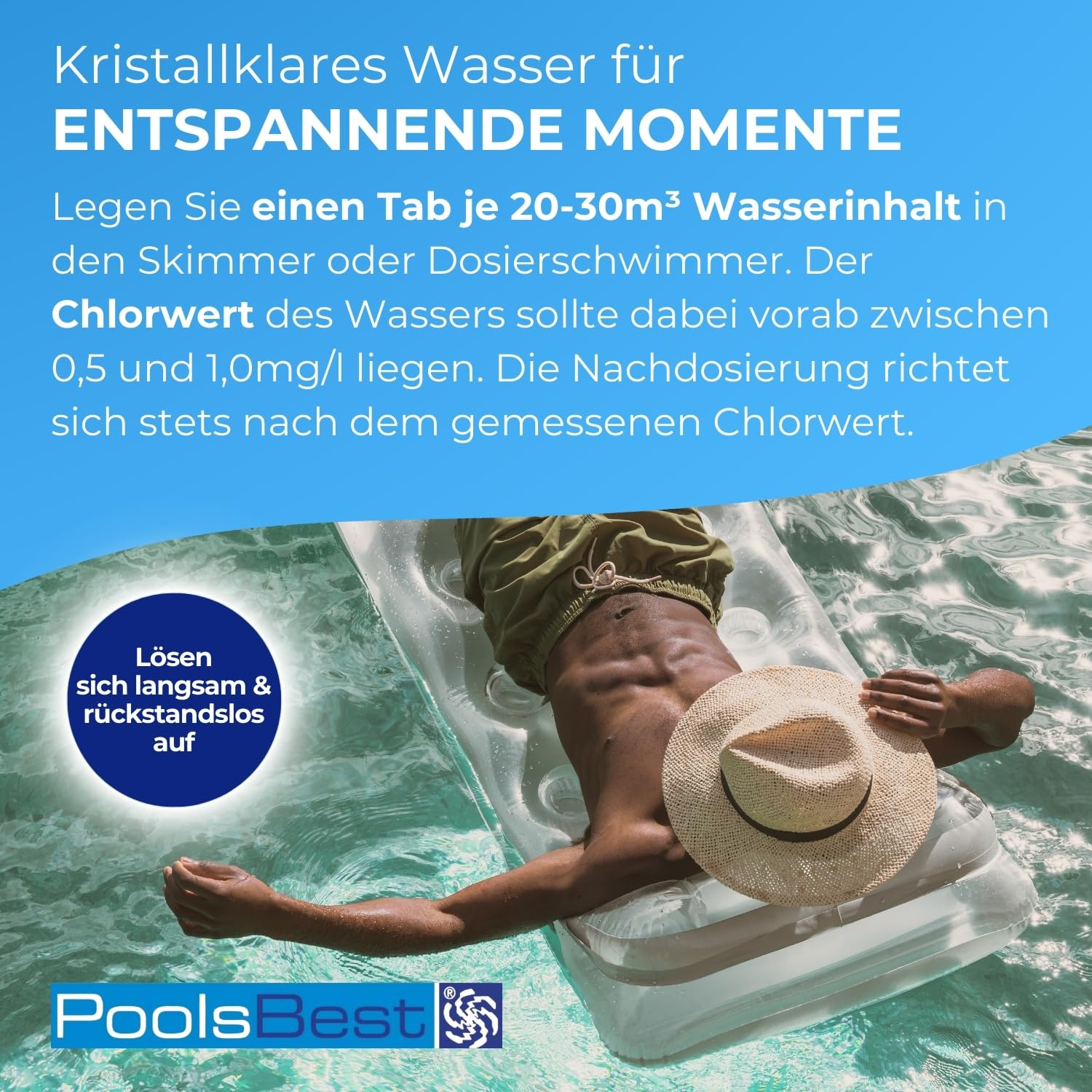 PoolsBest 3kg Chlor Multitabs 5 in 1 200g Langzeit Tabs Poolpflege Desinfektion