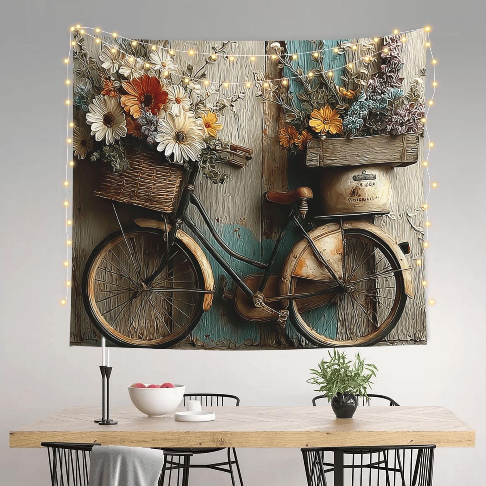 HJKJKKJ Tapestry 152 X 130 CM Aesthetic Wall Tapestrys for Bedroom Farmhouse Daisy Floral Tapestries Hanging Wall Art Blanket Home Decor Tapestry for Living Room Dorm Office
