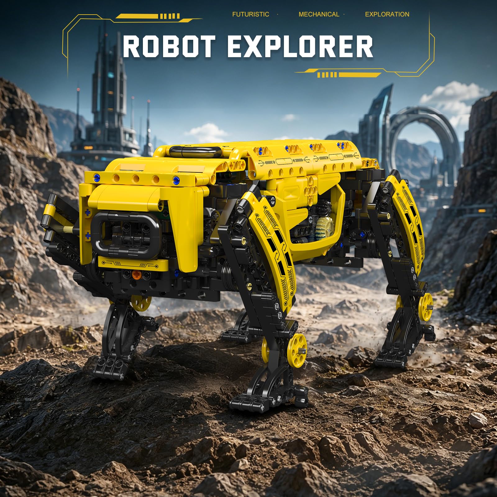 Mould King Technik Mechanischer Hund Bausteine Modell, 1170 Teile Ferngesteuerte Roboter Hundespielzeug Bausatz, Klemmbausteine Bauset als Spielzeug/Geschenk