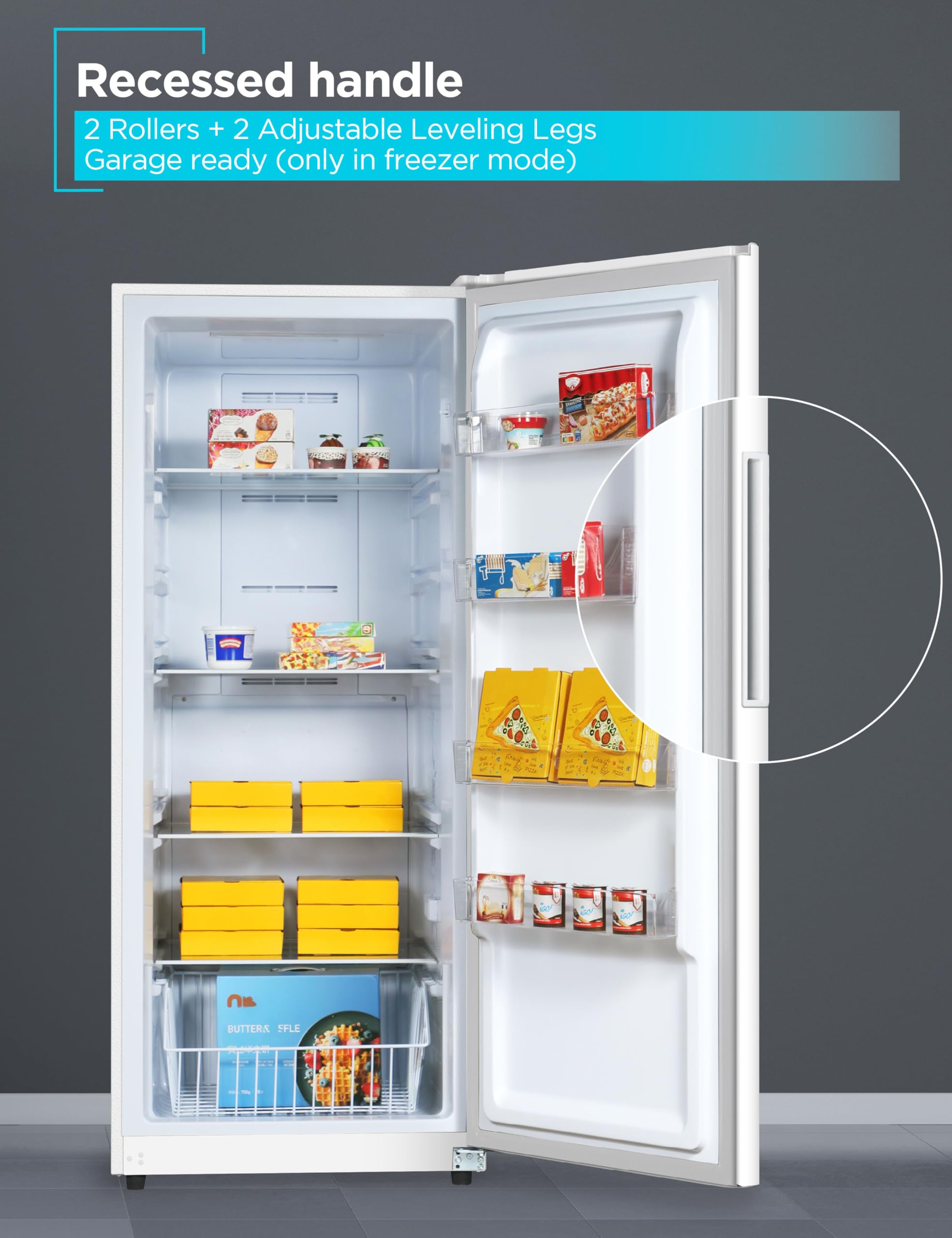 Black+Decker 14 Cu. Ft. Convertible Freezer Refrigerator, Upright Freezer With Glass Shelves, Energy Star Rated, Frost Free, Buc1400xw, White on Fridge.com - View 6