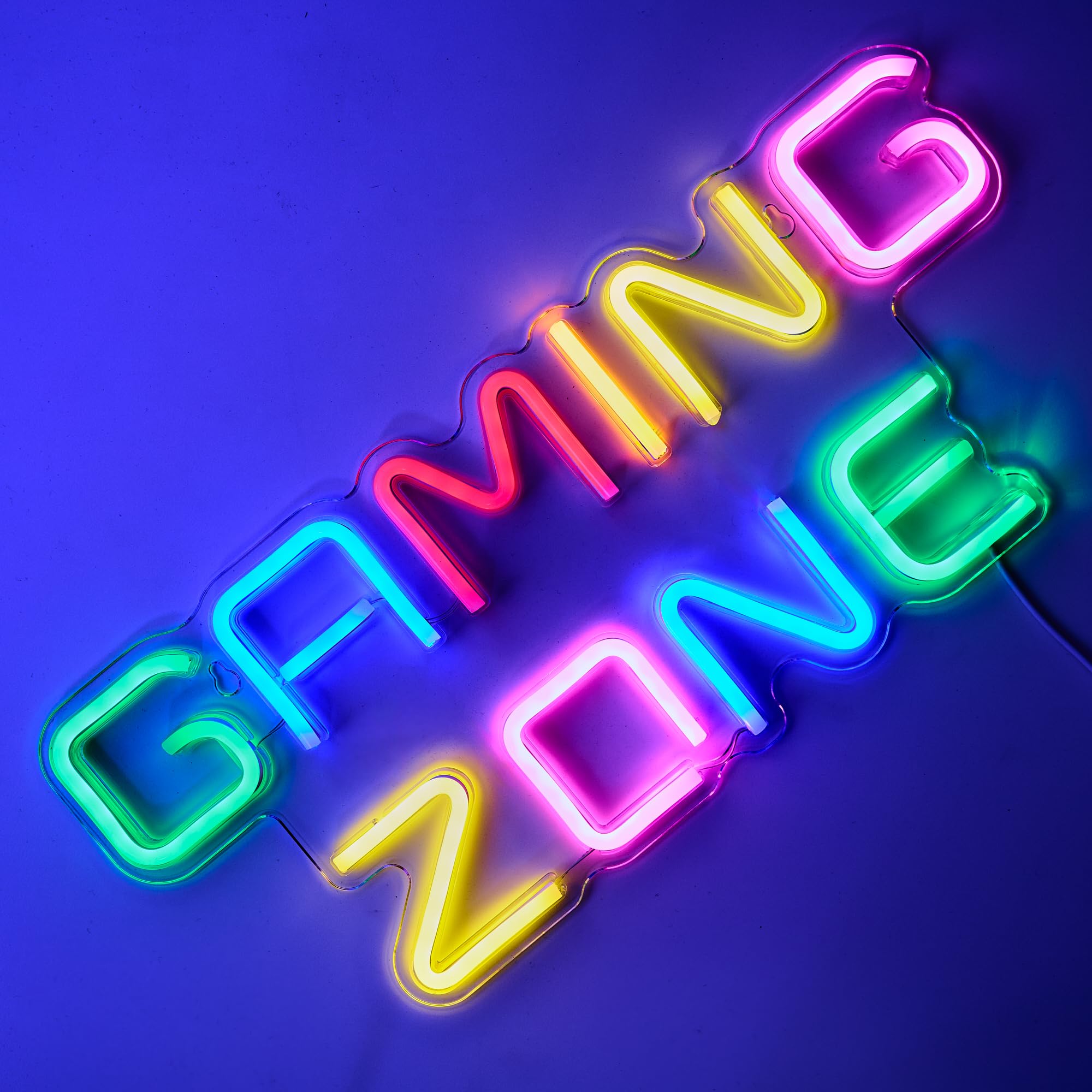 Luci Neon LED Gaming Zone Lampada Neon Parete Gamer, Insegna Luminosa LED Camera Decorazioni Gaming Room Muro, Scritta Neon, Luce Insigne Luminose. Connettore USB con Dimmer