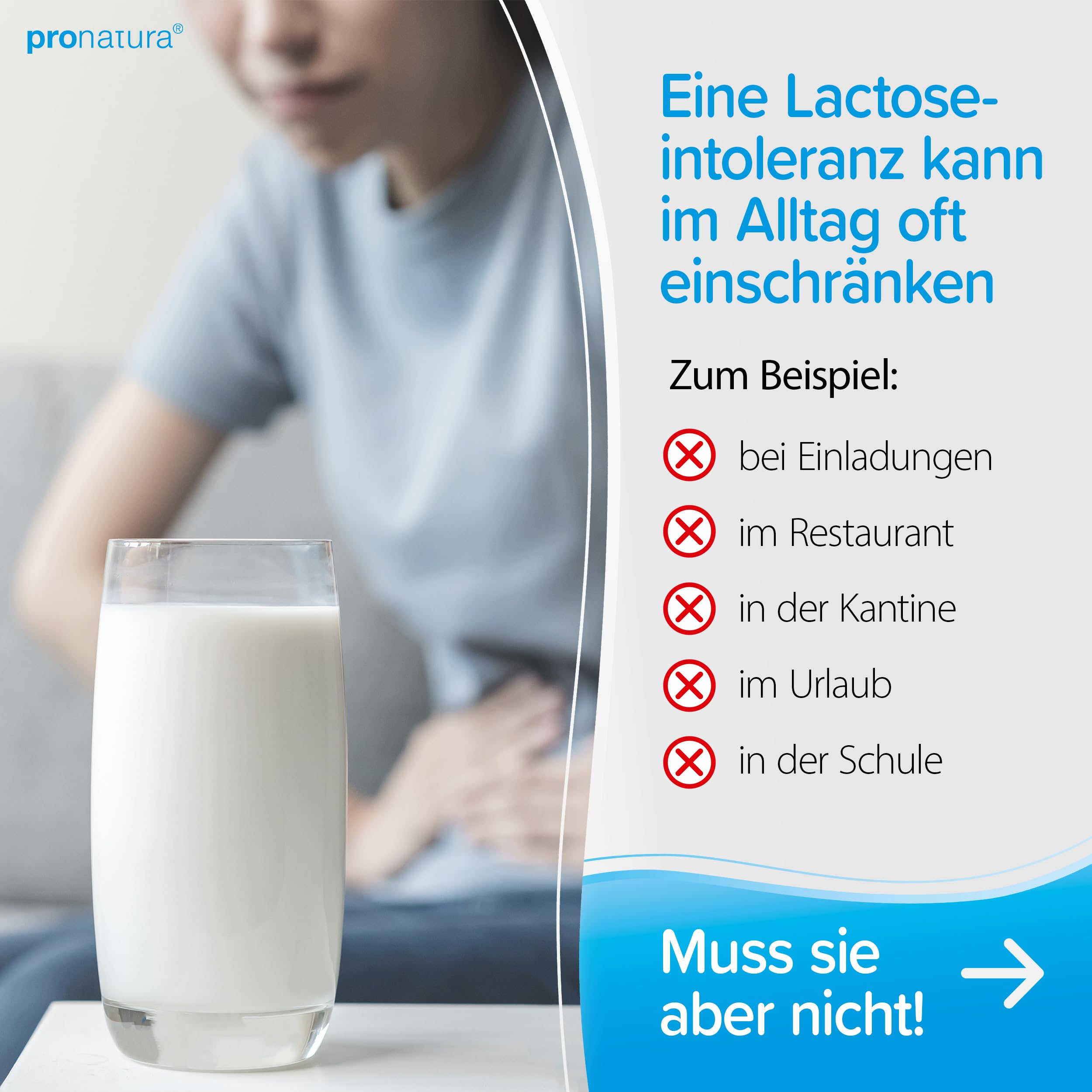 pro natura Lactrase 12000 – 150 Lactase Kapseln bei Lactose-Intoleranz, für den unbeschwerten Genuss von Milch und Milchprodukten
