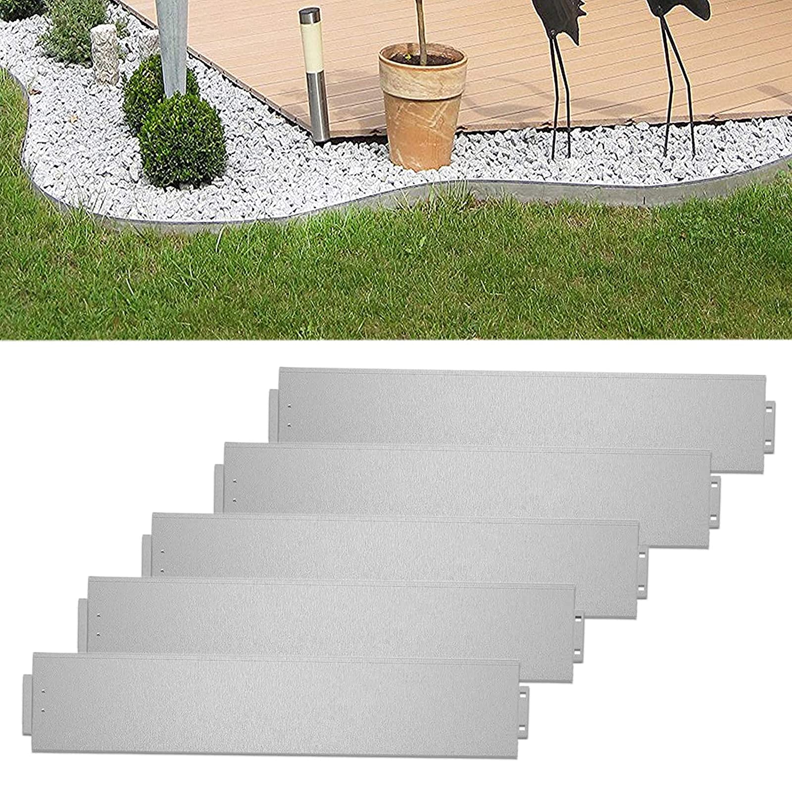 XMTECH Gazonrand, metaal, verzinkt, 18 cm hoog, gazonrand