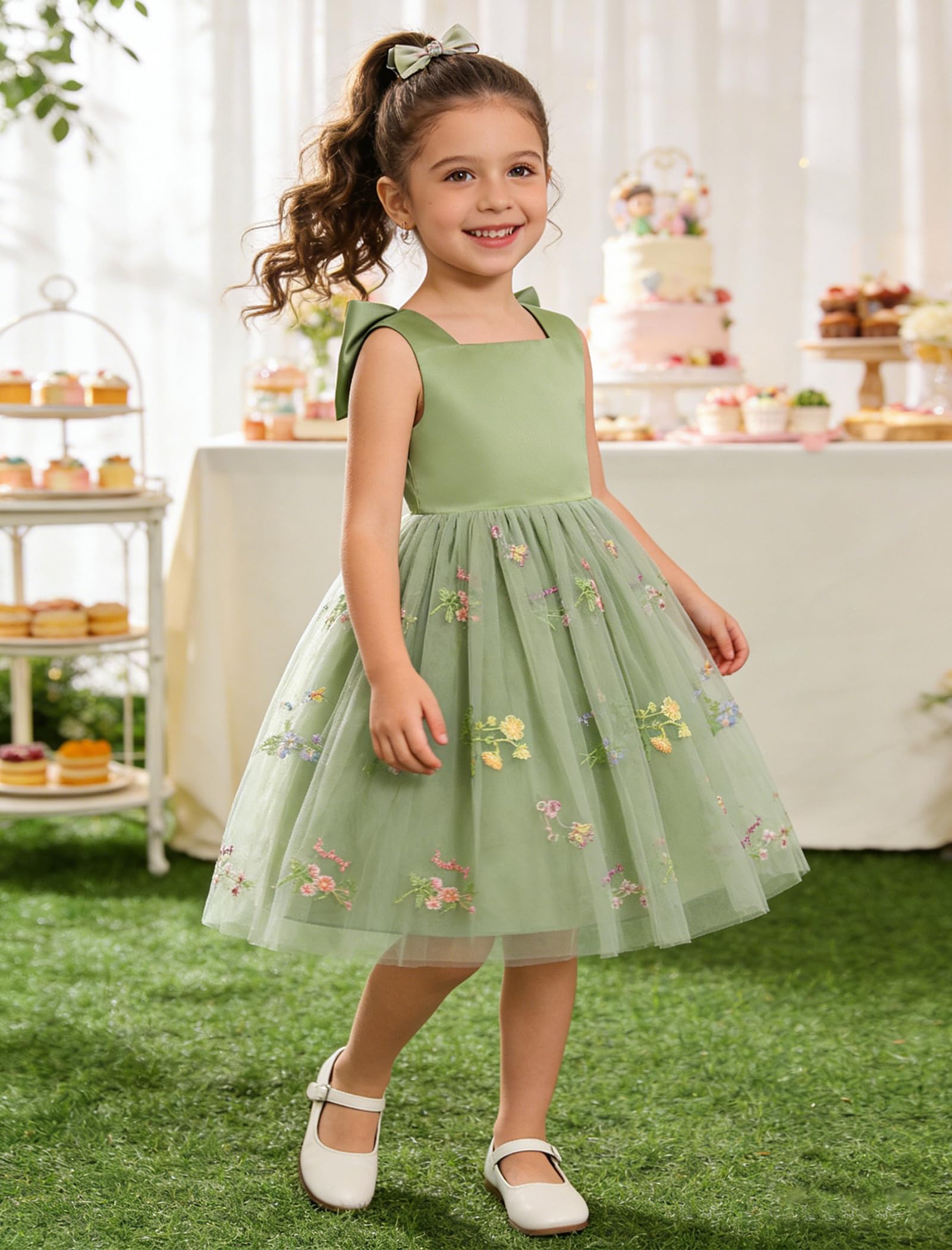 IDOPIP Kleinkind-Blumenmädchenkleid, Blumenmädchenkleid, Tüll, Pary