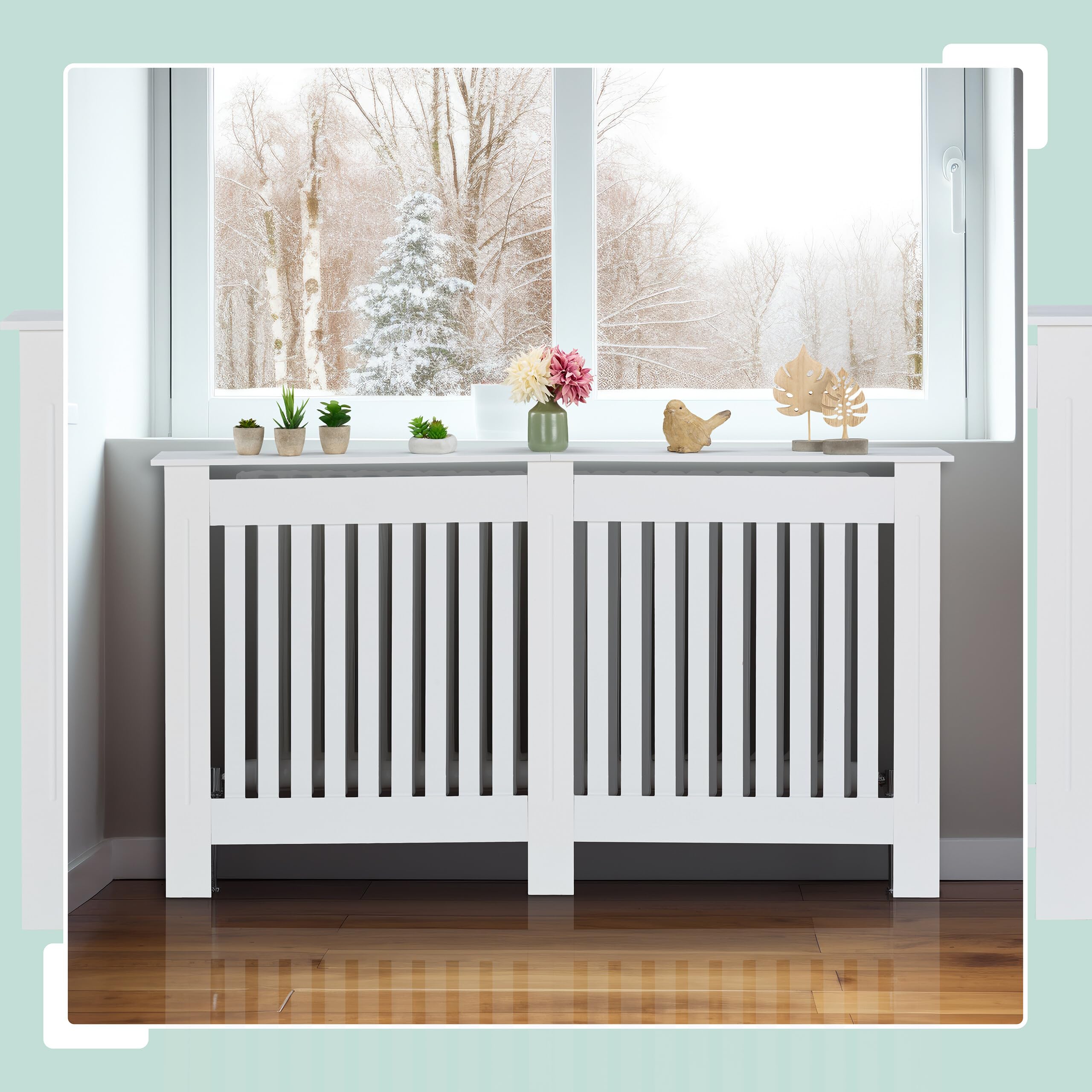 Relaxdays Cubre Radiador, Diseño Rústico, 83 x 112 x 19 cm, para Calefactores Antiguos, Cubreradiador, MDF, Blanco
