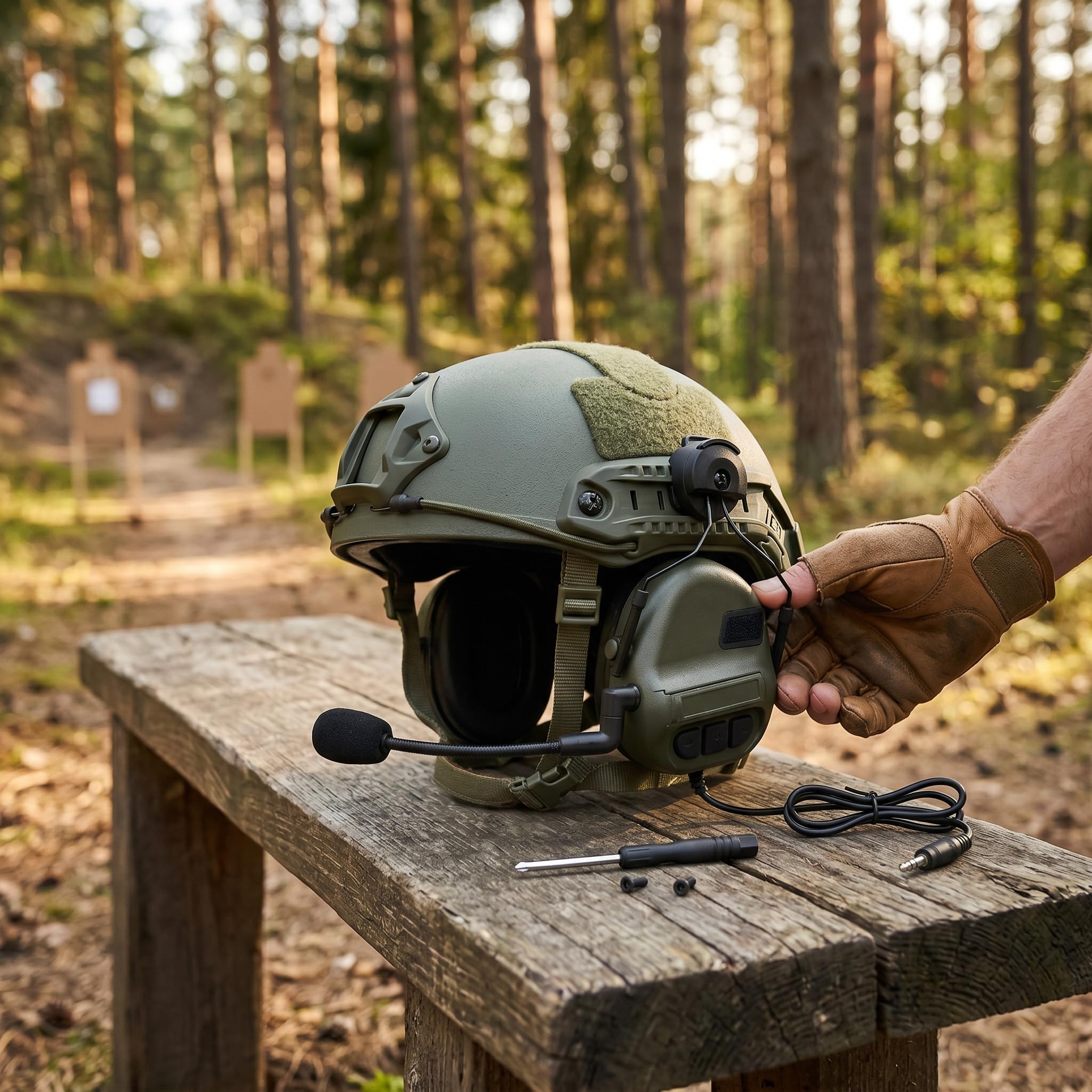 Haofy Auriculares de Tiro, Auriculares de Protección Auditiva Flexibles Telescópicos, Rotación de 360 ​​Grados, Algodón Insonorizado, Plegable para Militares (Verde)