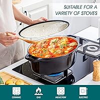 Vista 3 de vancasso Horno holandés ovalado de hierro fundido esmaltado, 9.3 cuartos de galón con revestimiento de esmalte antiadherente para hornear pan, olla