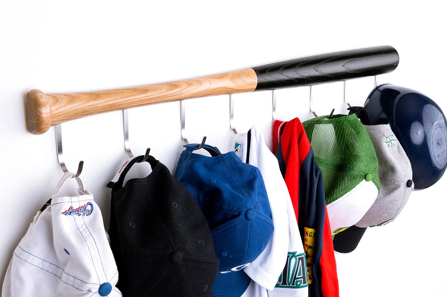 KT Bats Coat Rack Wall Mount Baseball Bat Cap Hat Towel Jersey Display