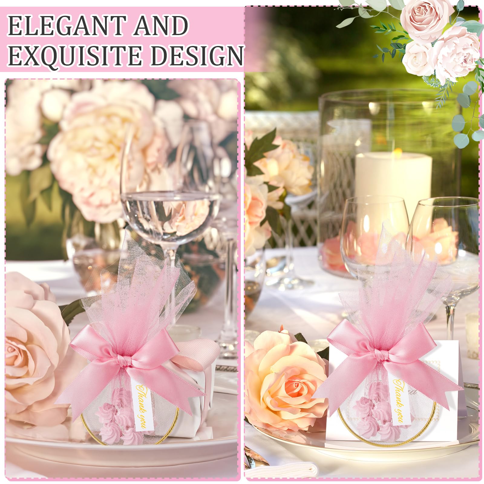 CPEGHDVM 50 Stück 15 x 6,9 cm Hochzeitsgeschenktüten DIY Hochzeit Süßigkeiten Gastgeschenke Beutel Hochzeitsgeschenke für Gäste für Hochzeit Brautparty Babyparty Geburtstag Party Dekoration (Rosa)