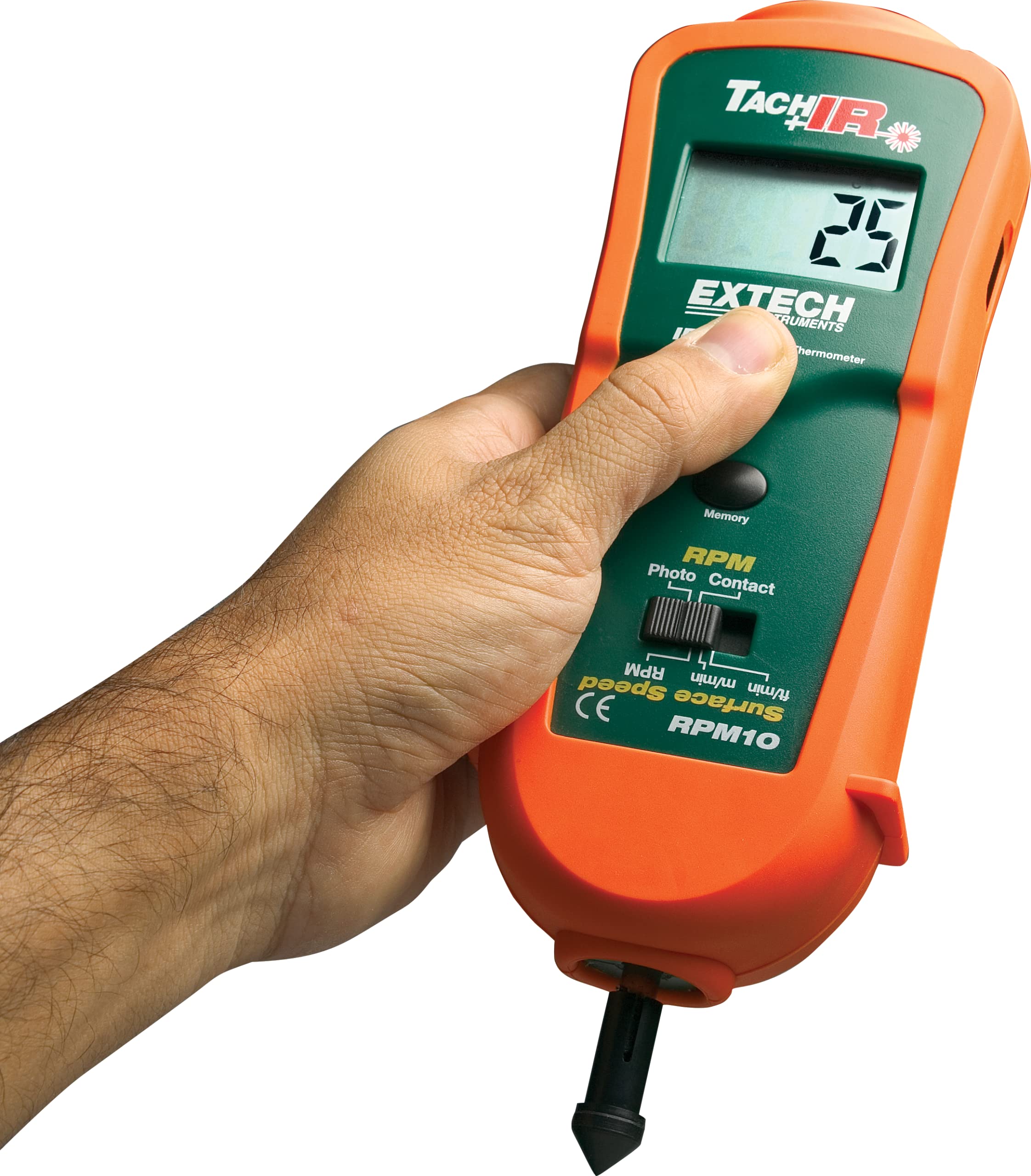 Extech Drehzahlmesser und IR-Thermometer, 1 Stück, RPM10 | Foto 10-99999 und Kontakt 0,5-20000 U/min, IR-Temp -4 bis 600F, Oberflächengeschw., LCD 99999, Koffer