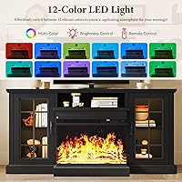 Vista 4 de MXV - Soporte de chimenea para TV de 59 pulgadas, centro de entretenimiento estilo granja con soporte de TV de 3 lados de vidrio, consola multimedia