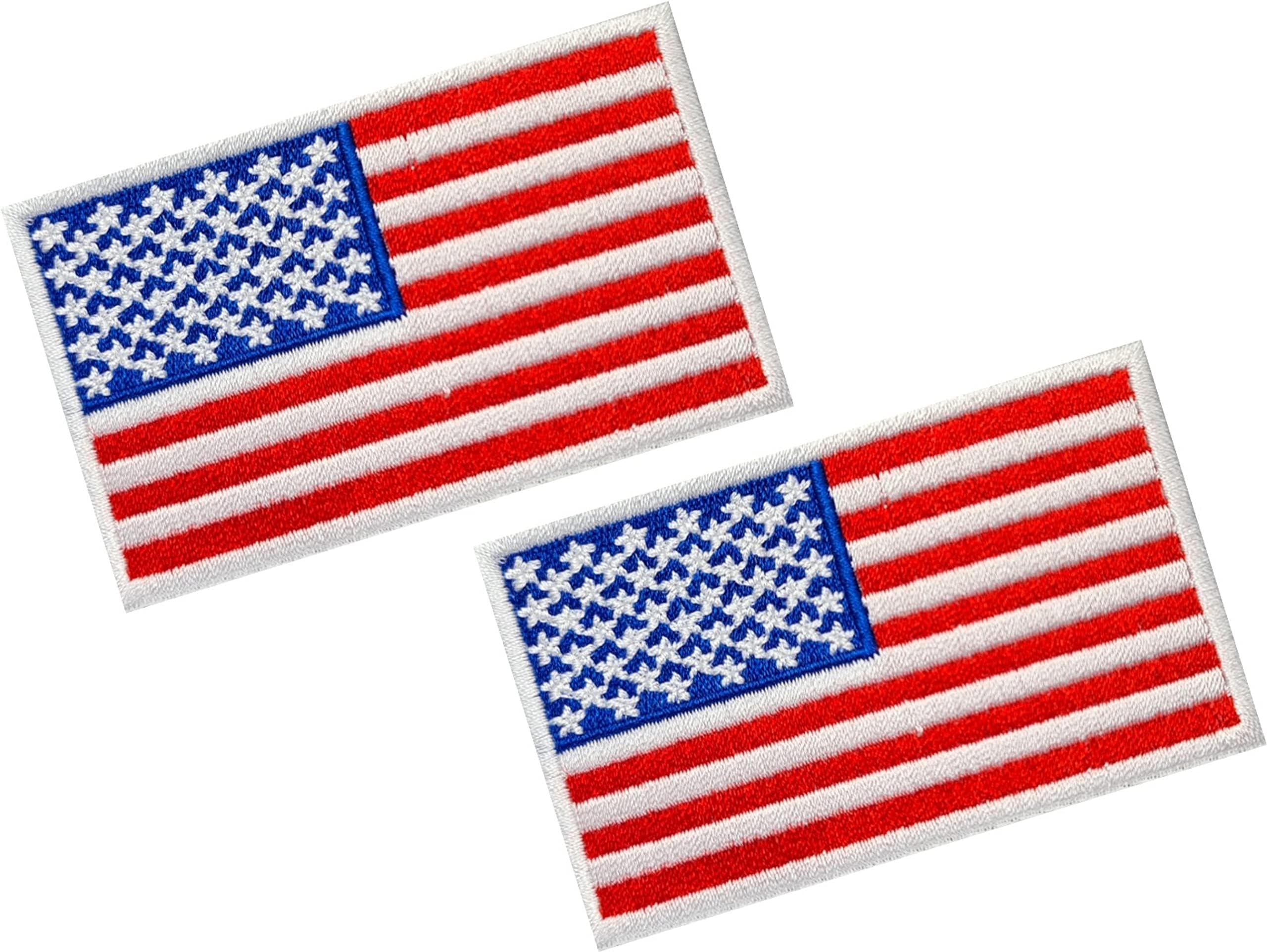 2PCS Premium Iron On USA US American Flag Tactical Patches with Iron On Backing for Backpacks Caps Hats Jackets Pants (3-White)