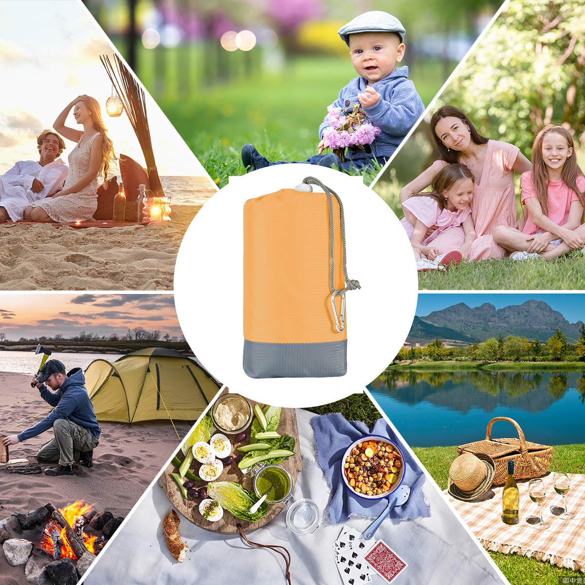 ChYoung Sand Free Beach Blanket Outdoor Waterproof Picnic Blanket 55×78'' In Beach Mat For Couples And Family Camping Hiking Picnic Camping Blankets - View #3