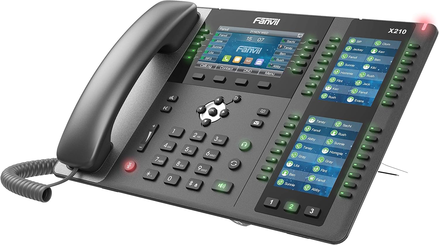 Fanvil X210 Enterprise VoIP Phone, 4.3-Inch Color Display, Two 3.5-Inch Side Color Displays for DSS Keys. 20 SIP Lines, Dual-port Gigabit Ethernet, Power Adapter Not Included (Renewed)