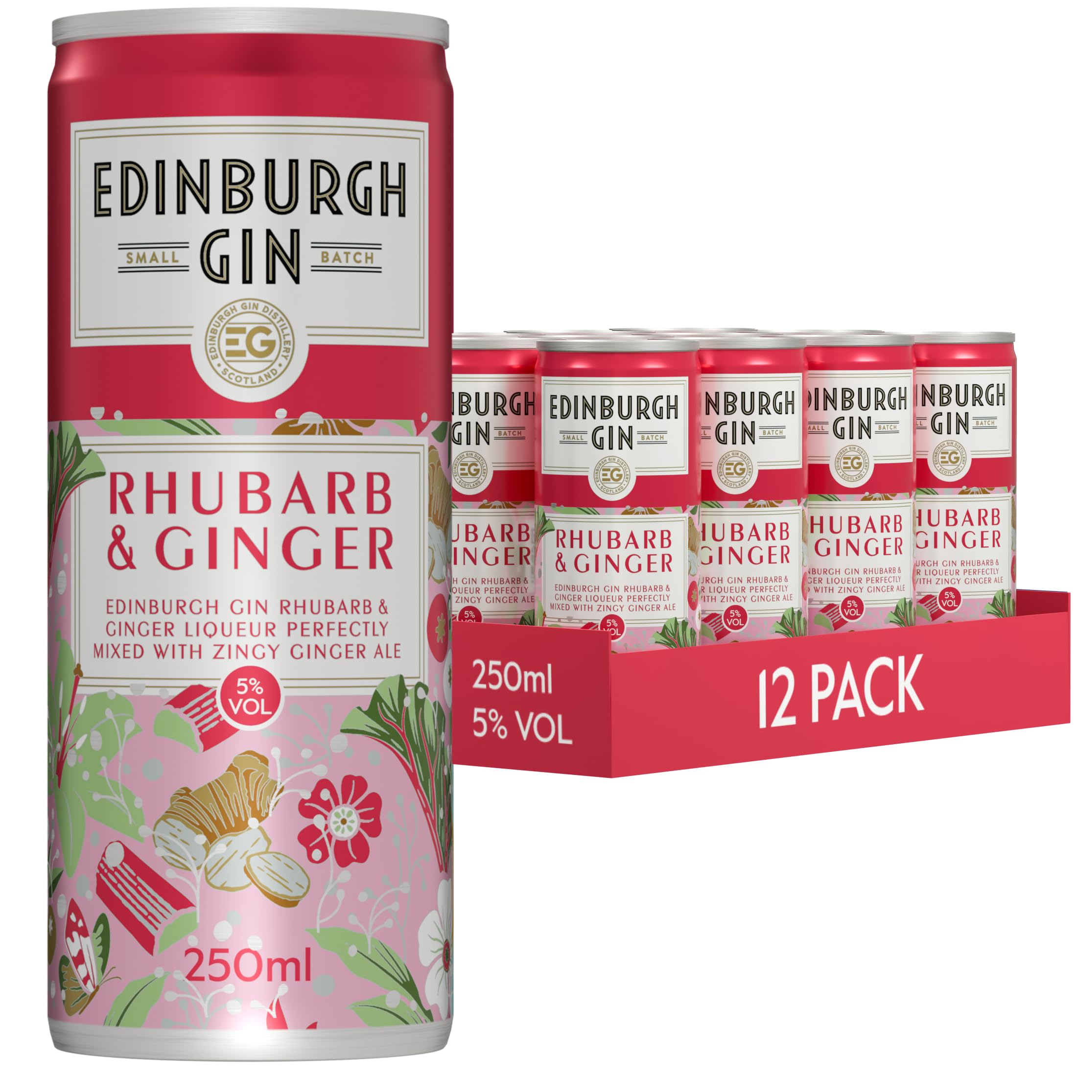Edinburgh Light Gin Rhubarb & Ginger Gin Liqueur 250Ml (Abv 5%)