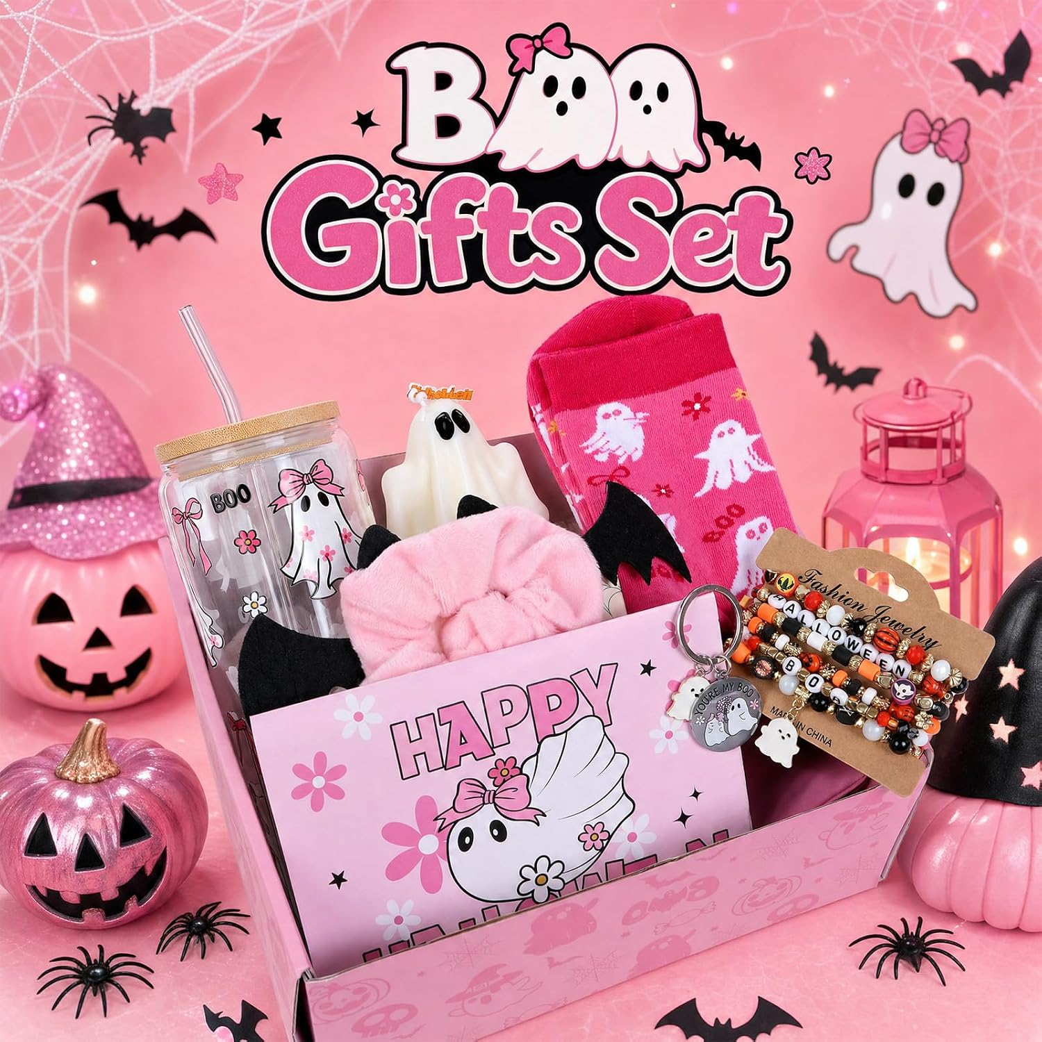 Boo Basket Stuffers for Women Pink Halloween Gifts Idea for Her