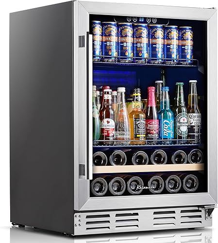 Refrigerador de bebidas y vino de 24 pulgadas integrado o independiente, capacidad para 120 latas y 16 botellas, enfriador de vino
