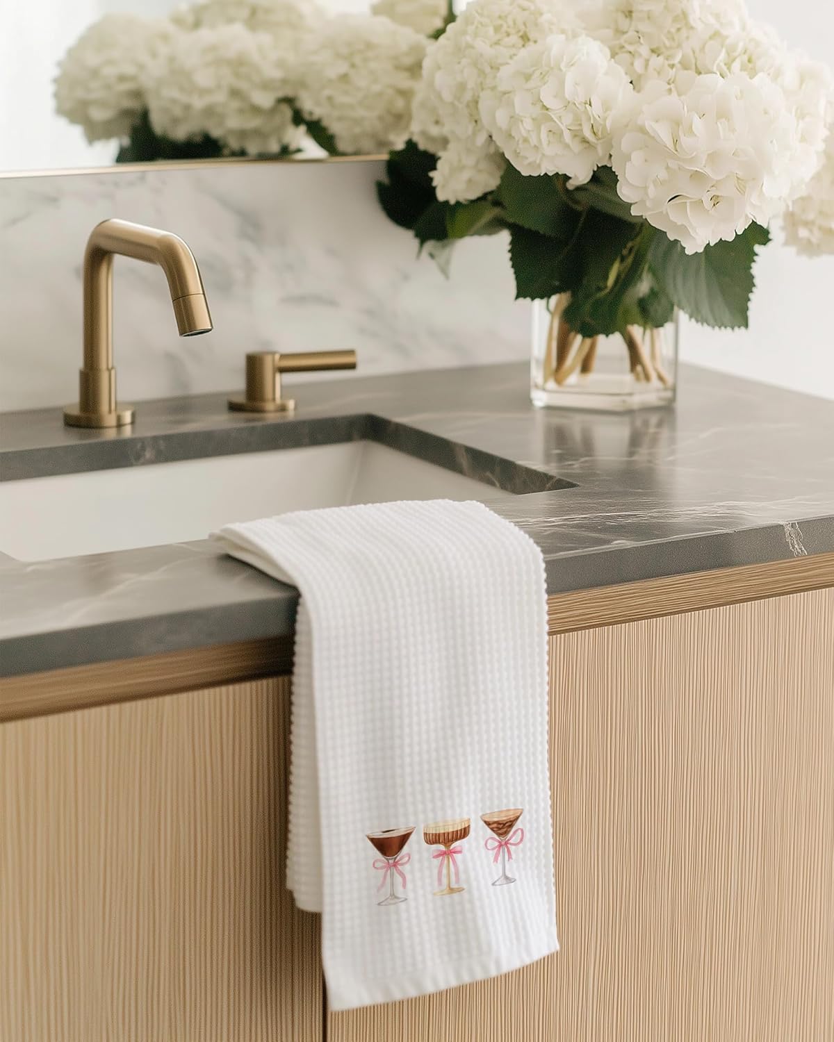 Coquette Pink Bow Espresso Martini Gifts Kitchen Towels, Espresso Martini Gifts Bar Dish Tea Towels for Kitchen Decor, Gifts for Cocktail Lovers Decorative Hand Towels, 16x24 Inch - Image 6