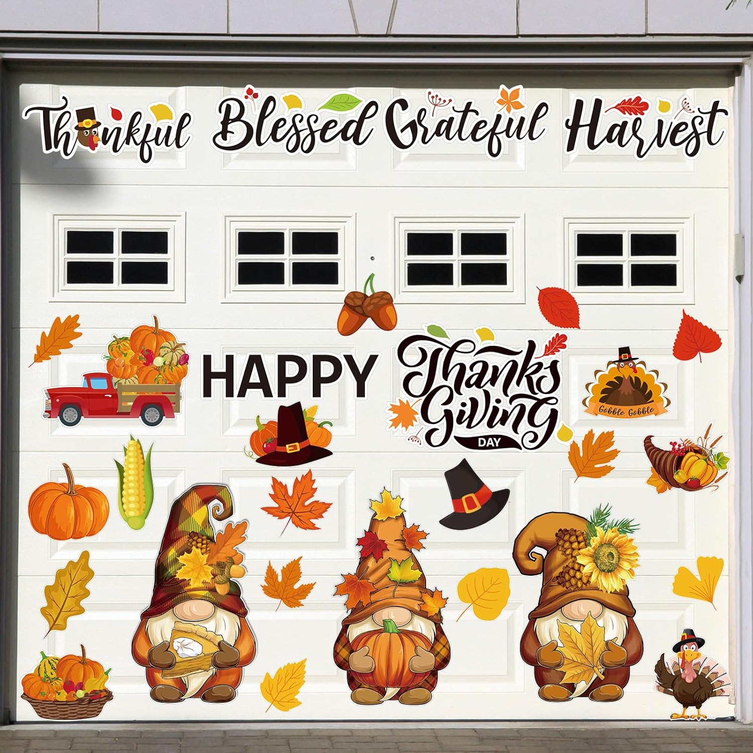 28 Pcs Fall Garage Door Decorations Happy