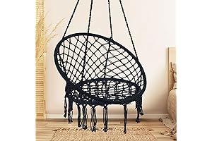 Finely-Crafted Black Woven Macrame Hammock Swing