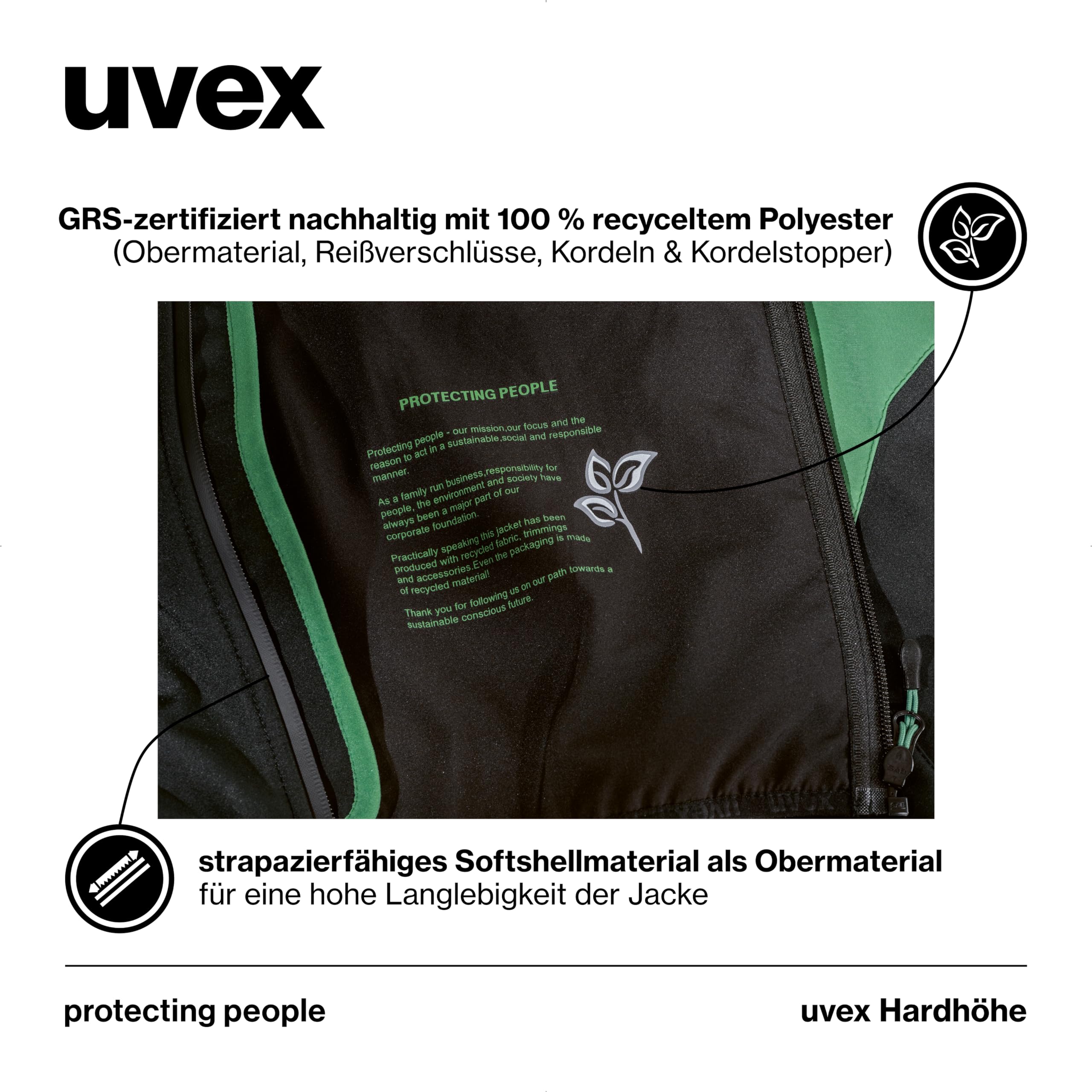 Uvex Veste Softshell Hardhöhe - Veste de Loisirs déperlante en Polyester recyclé avec capuche réglable