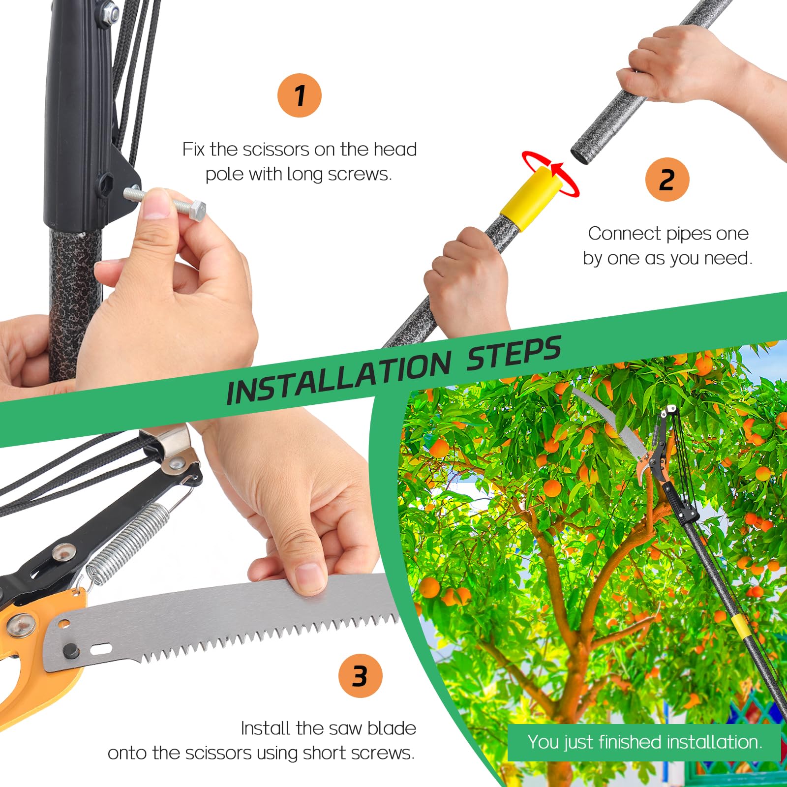 Sega per potatura alberi 4 m lama acciaio 30 cm