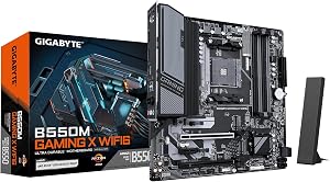 GIGABYTE B550M Gaming X WIFI6 Motherboard, Supports AMD AM4 Ryzen 5000 Processors, Micro-ATX, DDR4, 2X M.2, PCIe 4.0, WIFI6, 1GbE LAN, EZ-Latch
