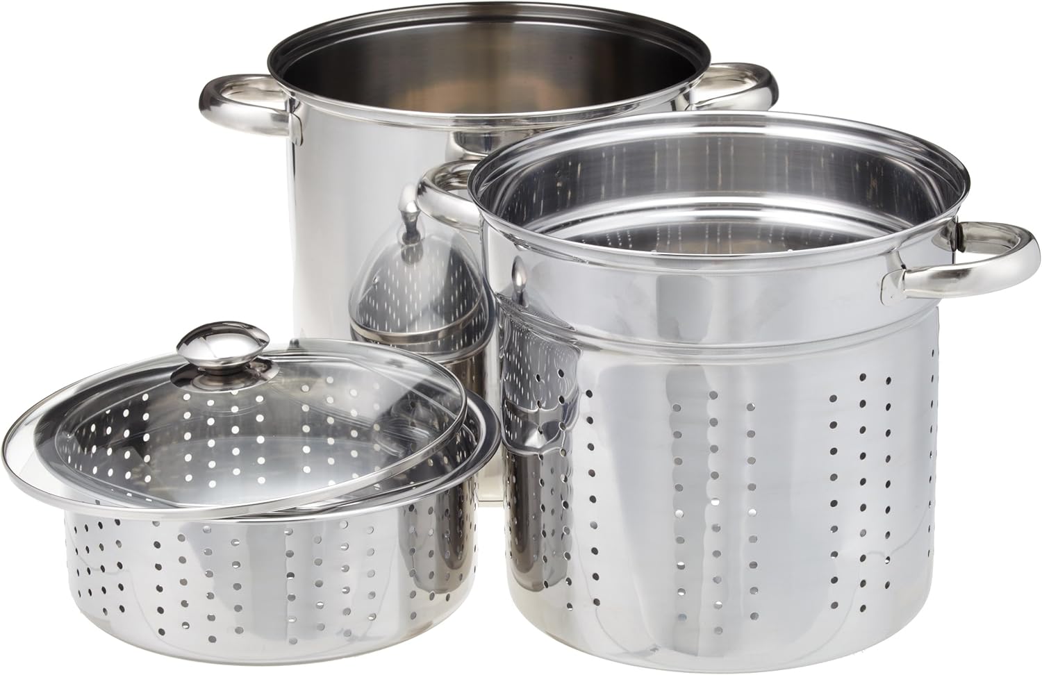 EXCELSTEEL 4 Piece 18/10 Stainless Steel Multi-Cookware Set With Encapsulated Base, 12 Qt - Image 2
