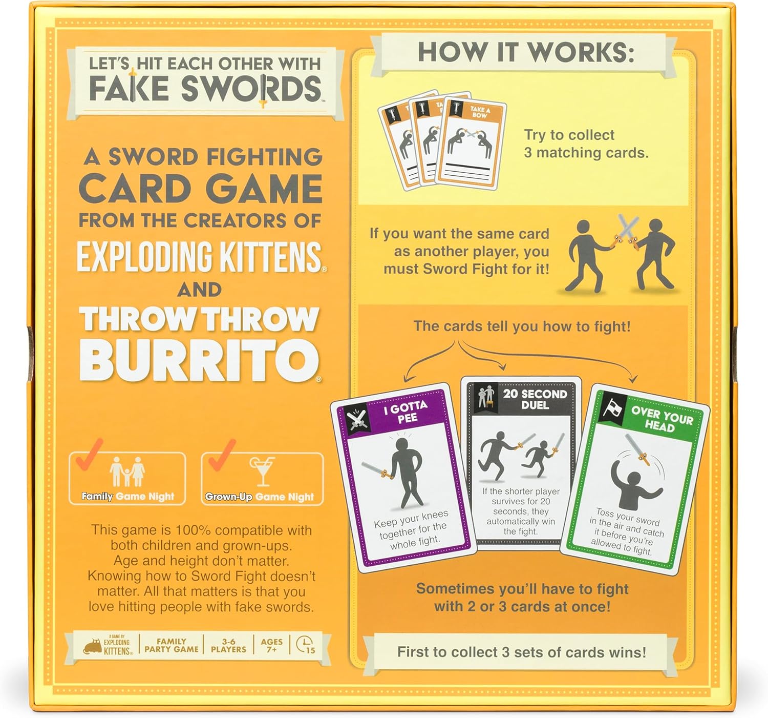 Exploding Kittens Let's Hit Each Other with Fake Swords 3-6 Players - Ages 7+ - 15 Minutes to Play - A Sword Fighting Card Game - Party Game, Family Game Night, Kid and Adult Card Game