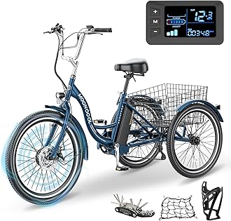 LILYPELLE Electric Tricycle for Adults, 350W 36V Electric Trike Motorized Three Wheel Electric Bicycle, 7 Speeds 3 Wheels 24" Adult Electric Tricycle with Large Basket