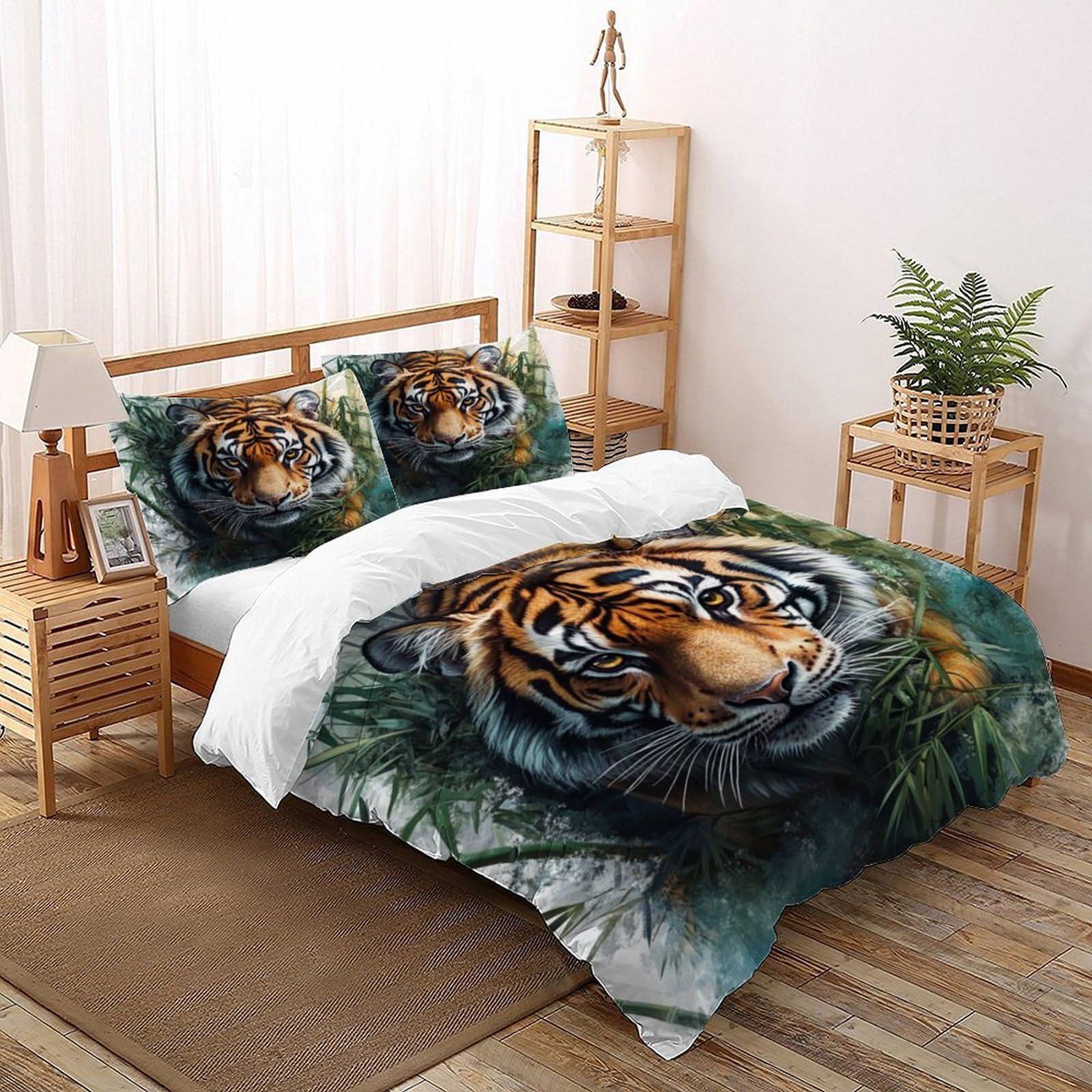 Parure de couette tigre 3 pièces grand lit de luxe en microfibre douce premium