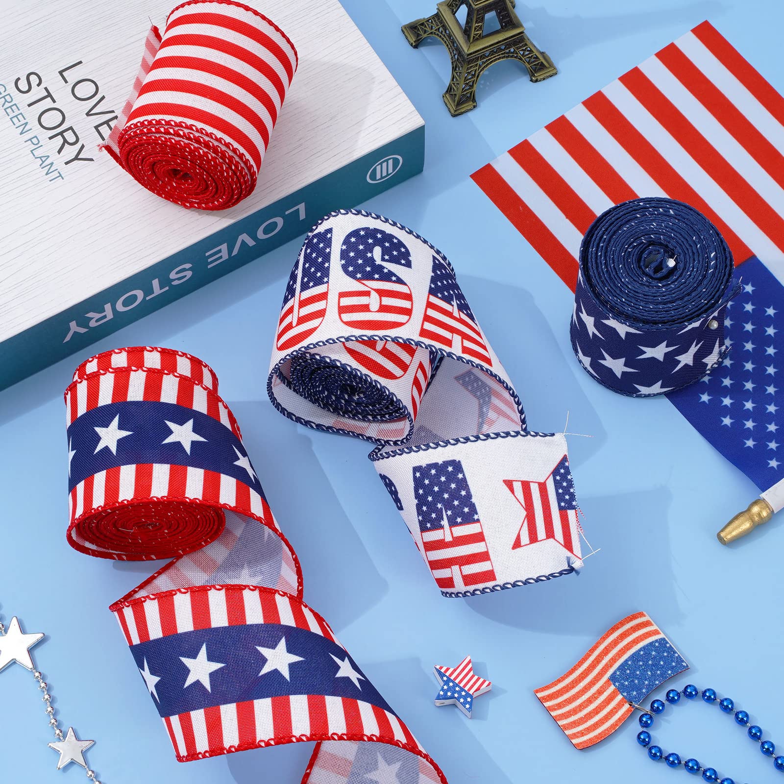 Ribbon American Flag Wave Board United States Flag Ribbon Set Vector