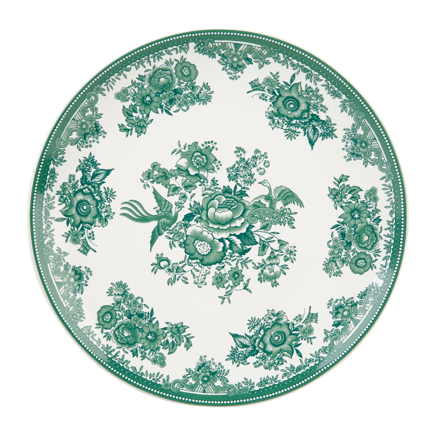 Assiette à dessert en grès GENEVIEVE LETHU Toile de Printemps Ø 21 cm blanche et vert