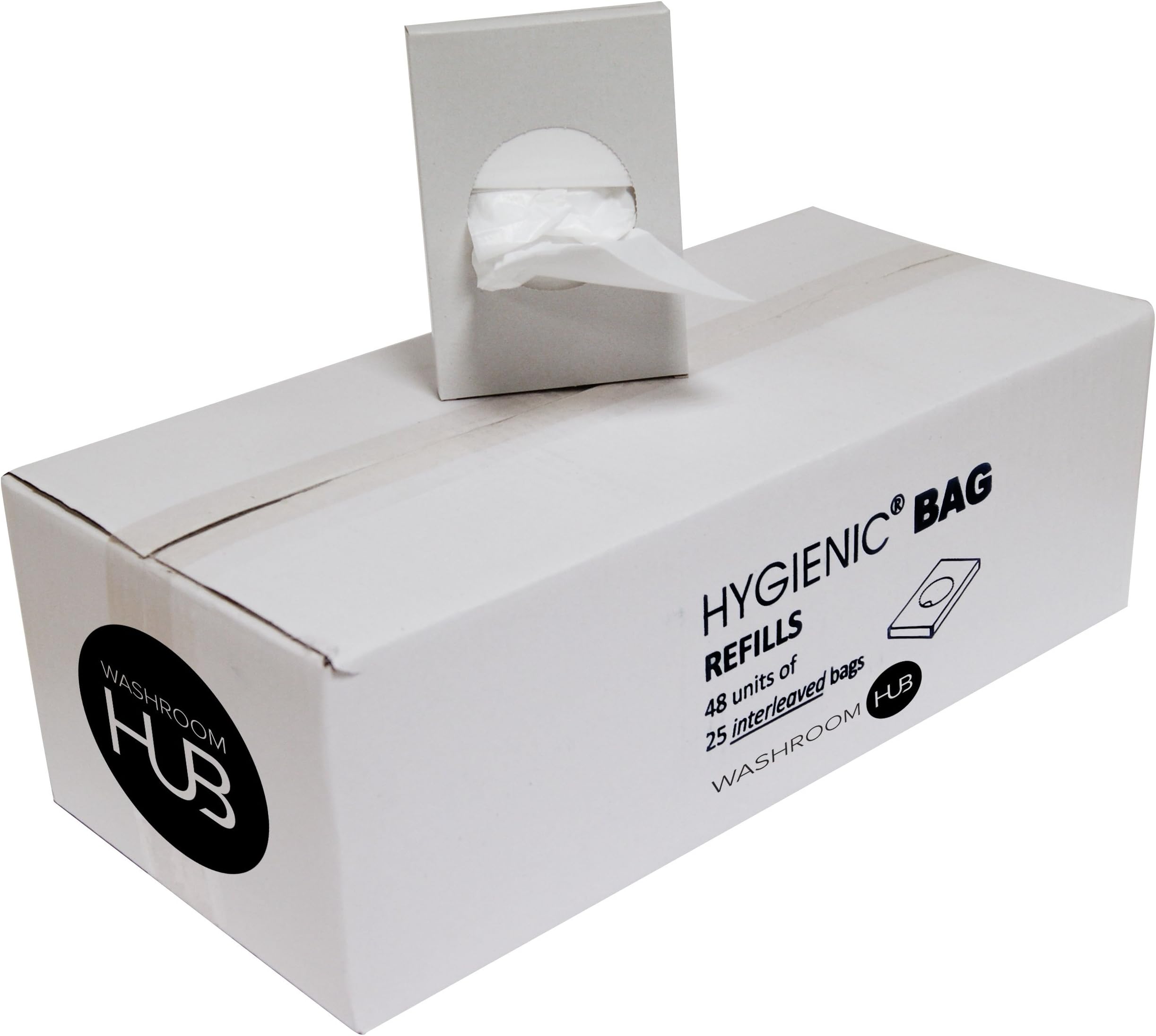 Washroom Hub - Sanitary Bag Dispenser - Wall Mounted - Hygienic Sanibin Sani Bin (Polythene Bag Refill (Box 1200))